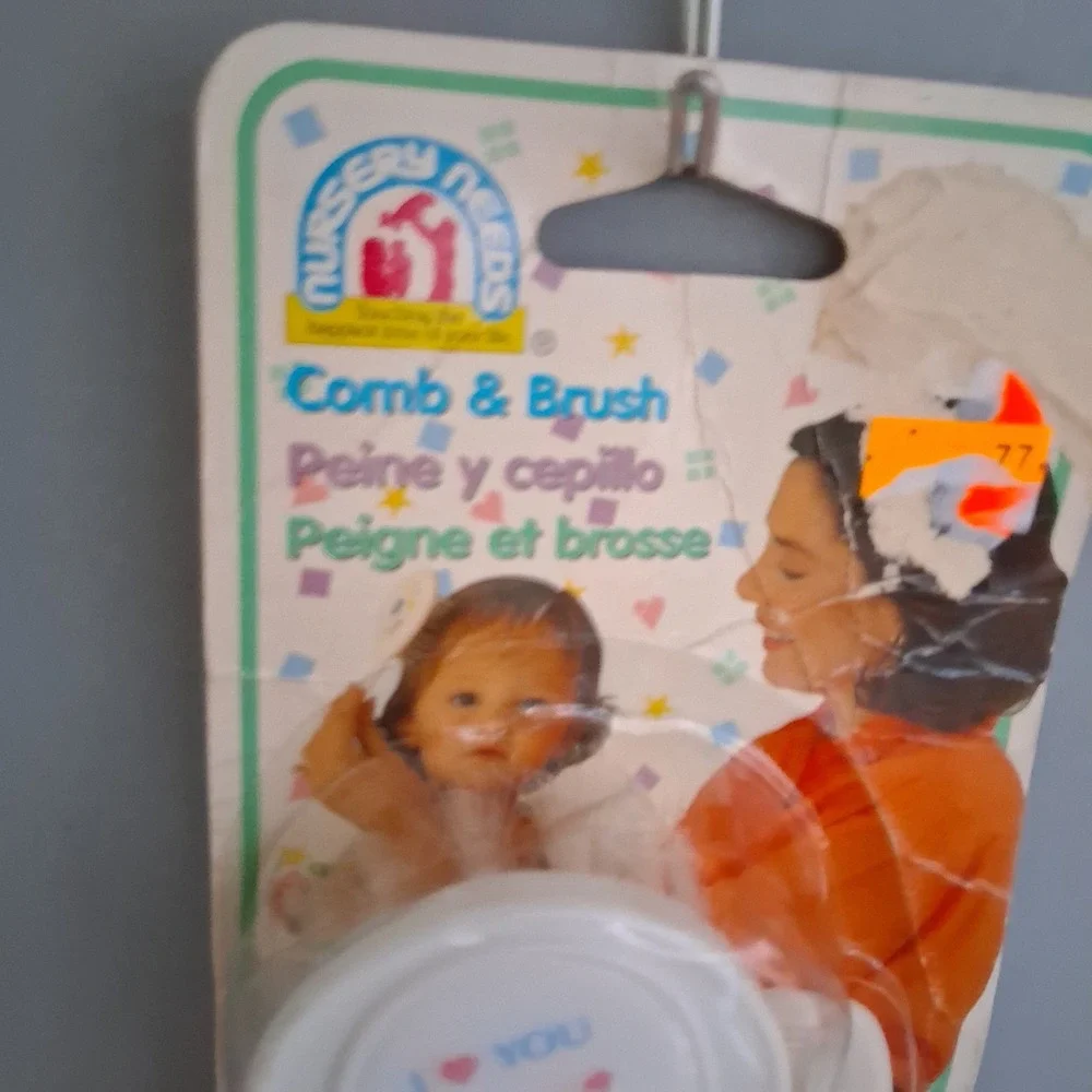 Vtg NOS 1995 Rainbow Hearts Graphic Baby Brush Comb Set I Love You USA 90s NEW